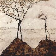 Herbstsonne und Baume Egon Schiele